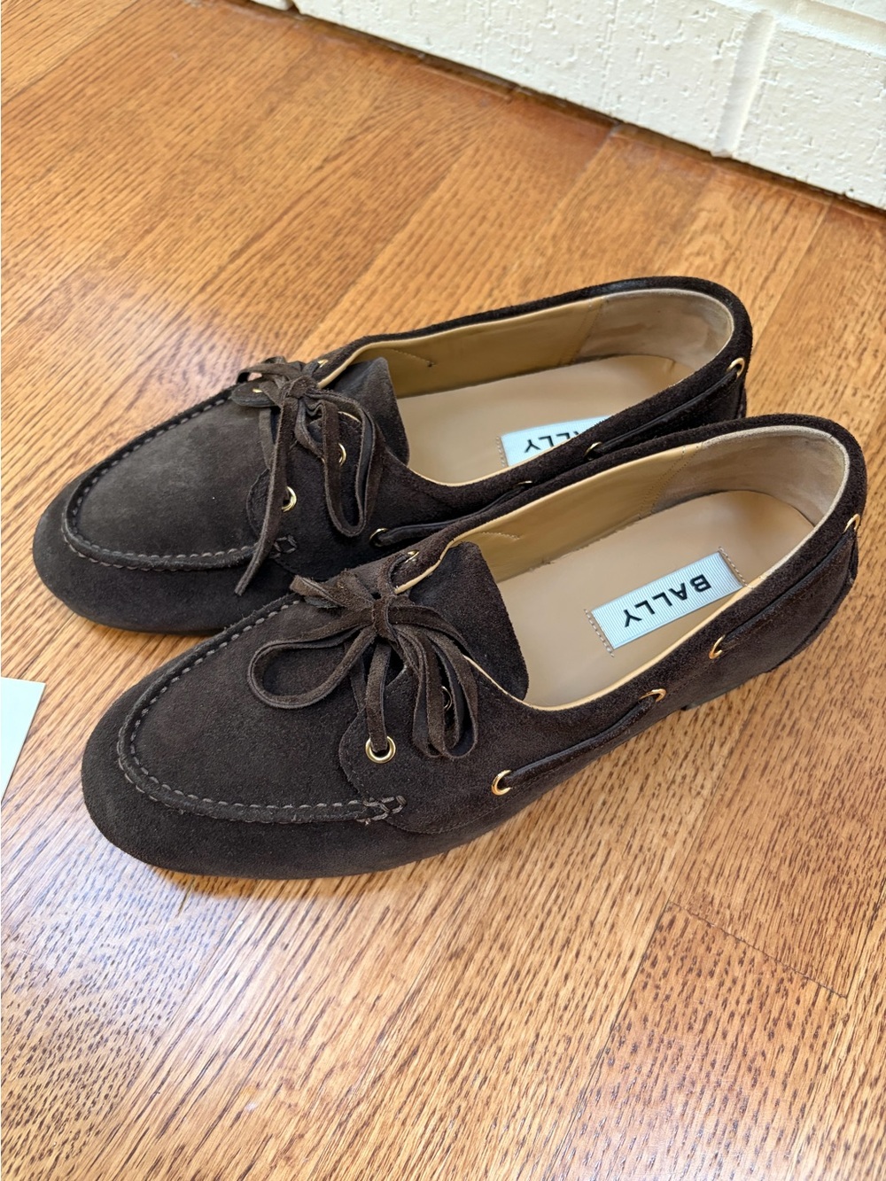 Bally Pathy Boat Shoe Loafer in Calf Suede, Ebano (Dark Brown), 37